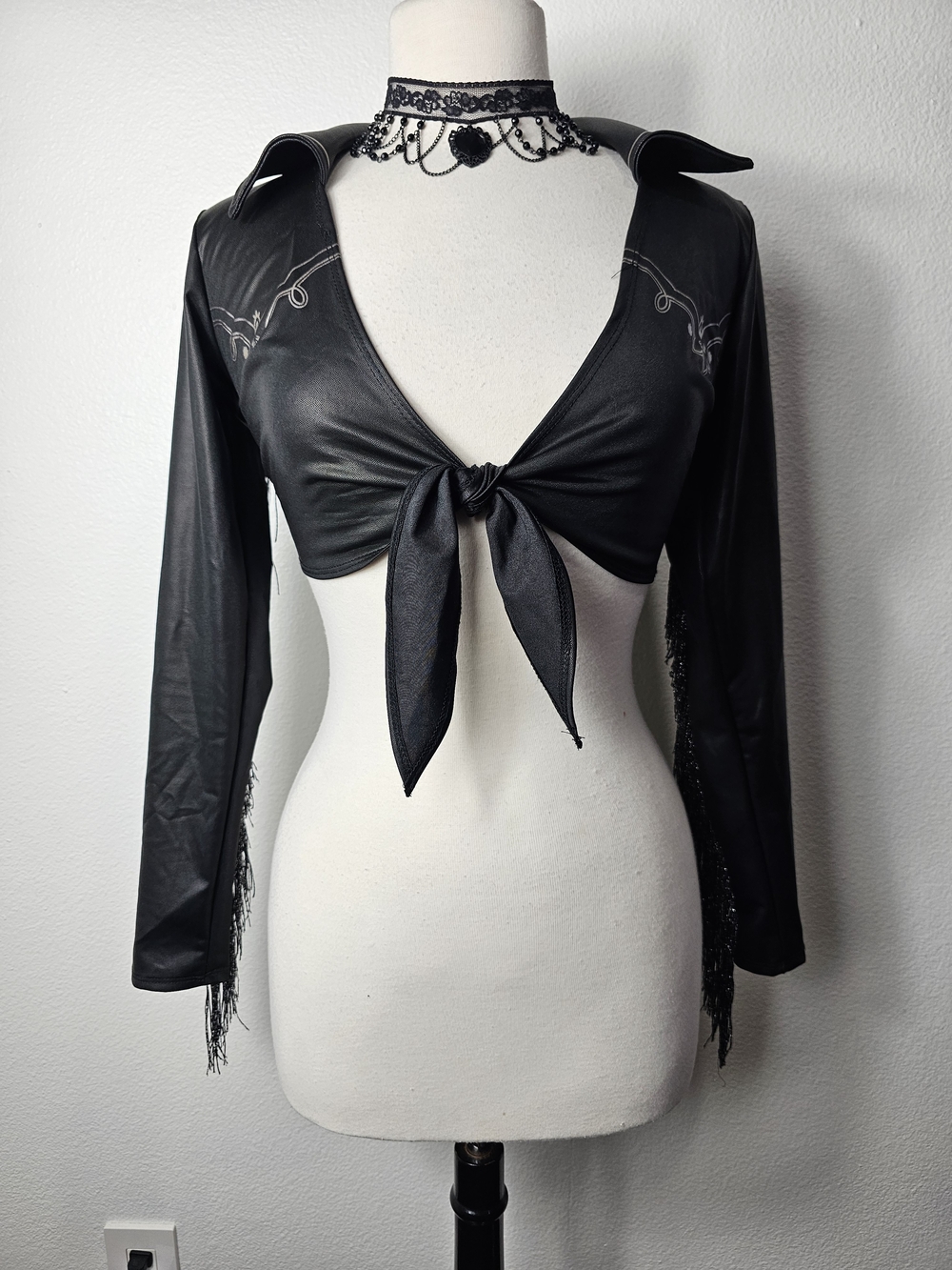 Black Tie Front Sexy Cowgirl Top